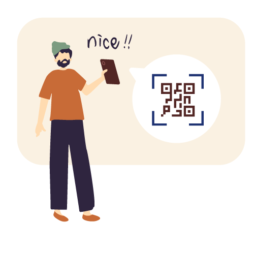 Immagine di un uomo che ascolta un podcast con affianco un QR code per accedere al podcast